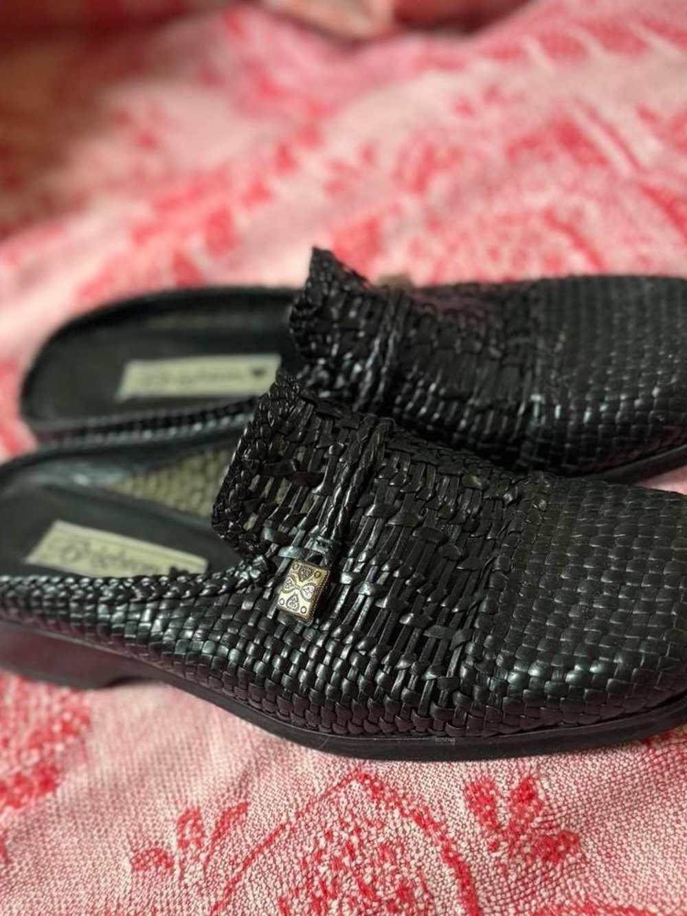 Brighton Black Woven Mule Slides Size 8.5